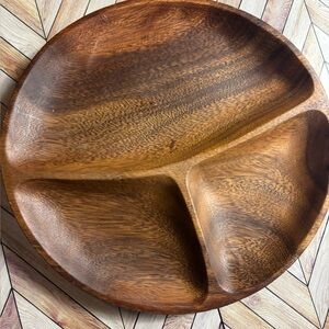 Elegant Brown Wooden Divided Serving Platter